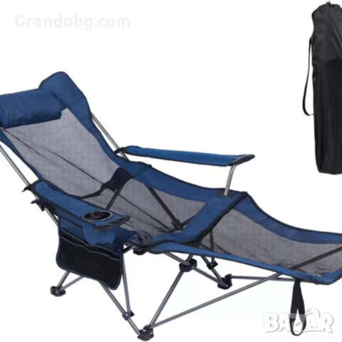 Сгъваем преносим стол WerkBull в 3 цвята с възглавница и поставка за телефон до 140кг за плаж и къмп