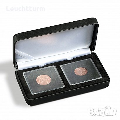  кожена кутия за съхранение на 2 монети в капсули QUADRUM, снимка 1 - Нумизматика и бонистика - 35832101