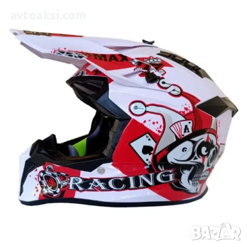 Каска Мотор Крос/АТВ/Бъги/Вело Бяла и Черна -32143, снимка 2 - Аксесоари и консумативи - 47632251
