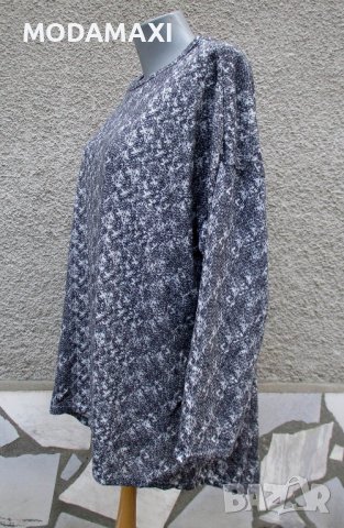 5XL Нова блуза Janina в сиво и бяло , снимка 5 - Блузи с дълъг ръкав и пуловери - 38832317