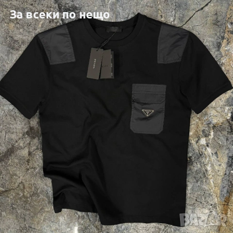 Prada Мъжка Черна Тениска👕Мъжка Блуза С Къс Ръкав В Черен Цвят Код MensPoint61