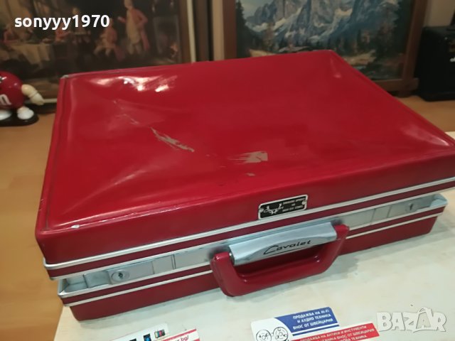 CAVALET-РЕТРО КУФАР ЧЕРВЕНА КОЖА И АЛУМИНИЙ M2205231113, снимка 2 - Антикварни и старинни предмети - 40784021