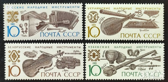 СССР, 1989 г. - пълна серия чисти марки, музика, 3*8