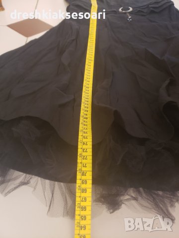 Черна рокля с тюл, снимка 2 - Рокли - 42263548