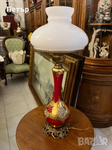 Стара лампа от муранско стъкло и месинг, снимка 3 - Антикварни и старинни предмети - 52509634