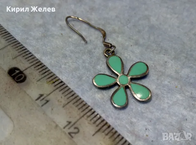 СВЕЖАРСКА ФЛОРАЛНА ЕМАЙЛИРАНА СРЕБЪРНА ОБЕЦА ЦВЕТЕ СРЕБРО 925 ПРОБА 48628, снимка 9 - Обеци - 49732827