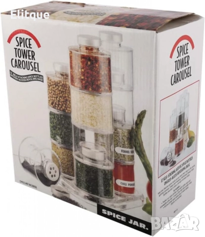 Стилен и практичен органайзер за подправки – Комплект от 12 бурканчета на въртяща се основа, снимка 7 - Други стоки за дома - 52684541