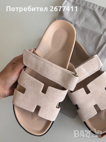 Дамски розови сандали Hermes , снимка 5 - Чехли - 53184850