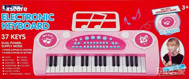 Розово детско пиано с микрофон и 37 клавиша – Забава и музикално развитие за малки музиканти, снимка 2 - Музикални играчки - 52796483