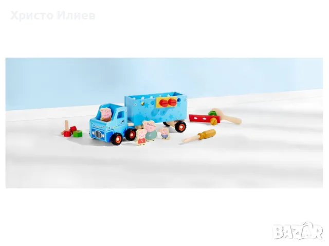 Дървен камион с ремарке и аксесоари Пепа Пиг Peppa pig с инструменти, снимка 4 - Образователни игри - 48809911