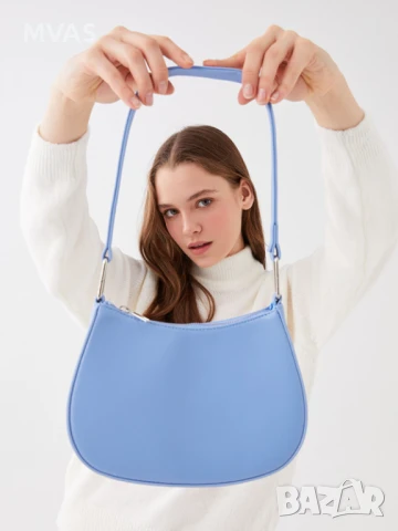 Нова дамска чанта за рамо тип багета Синя, снимка 3 - Чанти - 50967460