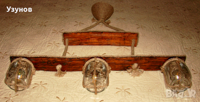 Дървен полилей за дома, тераса, механа, барбекю, битова стая, битов кът, снимка 2 - Полилеи - 36217634