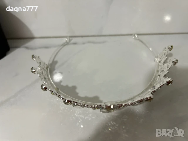 1бр. Висококачествена сплав Тиара Булчинска корона от планински кристал, Блестяща, Принцеса Кралица, снимка 10 - Аксесоари за коса - 50814198