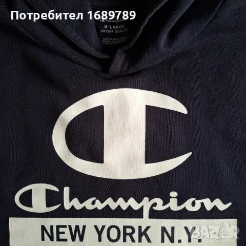 Champion оригинален детски ватиран суичър за 13/14 г., снимка 2 - Детски анцузи и суичери - 49749363