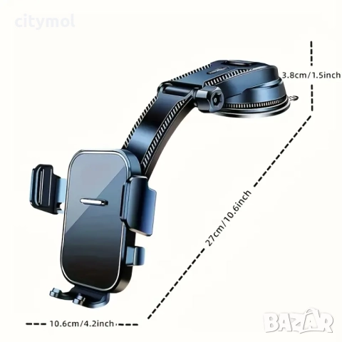 Универсална стойка за телефон за кола, вакуум, 360 градуса, снимка 3 - Аксесоари и консумативи - 52077878