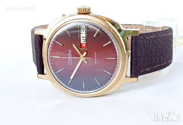 Slava Слава позлатен мъжки механичен часовник с ръчно навиване, снимка 2 - Мъжки - 50043080