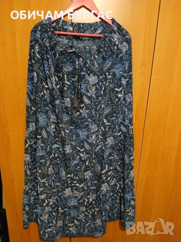 3xl КРАСИВА ДЪЛГА ЛЯТНА ПОЛА НА ВОЛАНИ В СИНИ ЦВЕТОВЕ/като нова/, снимка 3 - Поли - 51467095