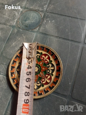 Чиния - малка бронзова чинийка с клетъчен емайл, снимка 4 - Антикварни и старинни предмети - 53281459