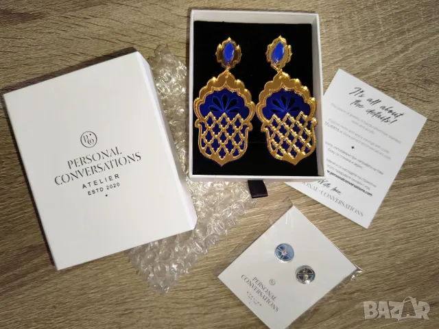 Обеци Personal Conversations - Jasmine - сини + подарък, снимка 6 - Обеци - 50060221