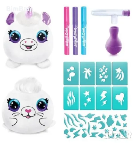 Творчески комплект Airbrush plush - Мини плюшена играчка изненада за оцветяване -2 броя / Canal Toys, снимка 3 - Образователни игри - 48060635