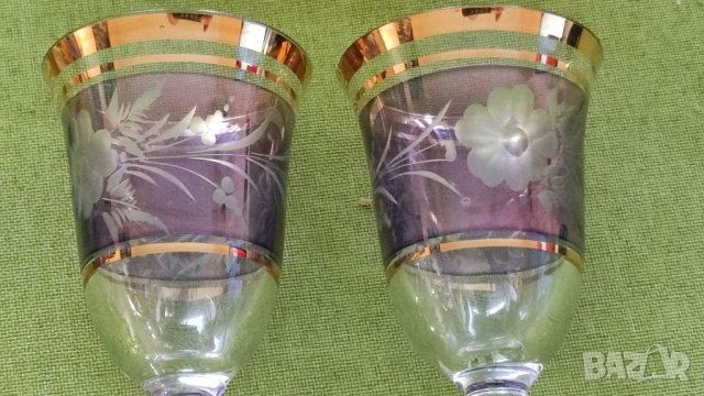 Стар сервиз 6 чаши Арт Бохемия. , снимка 8 - Чаши - 41245970