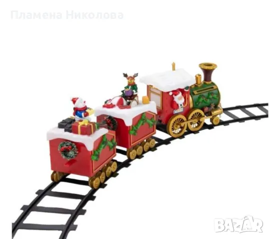 Светещо и музикално коледно влакче с релси