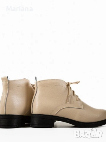 Дамски боти бежови естествена кожа, снимка 4 - Дамски боти - 53673816