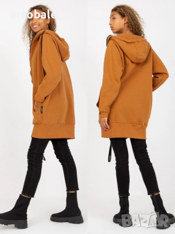 Дамски дълъг преходен суичър с цип и качулка, 3цвята , снимка 12 - Суичъри - 52934336