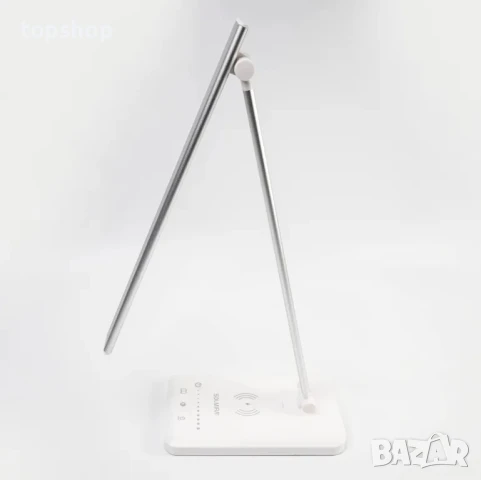 Настолна лампа SOLMIRA с подложка за безжично зареждане, 42 LED, сребриста, CE сертификат и RoHS, снимка 9 - Настолни лампи - 50501463