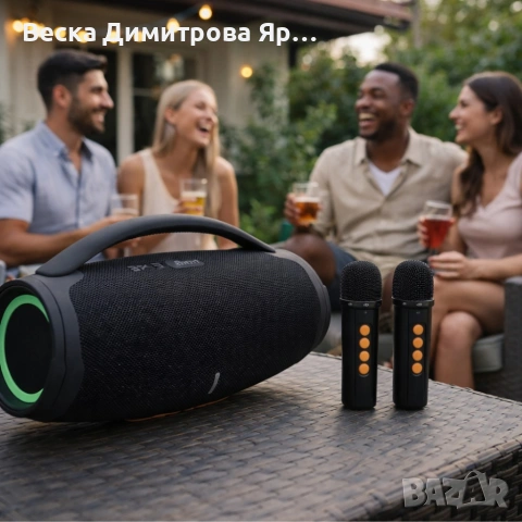 Преносима караоке тонколона с 2 микрофона B21 BOOMBOX - мощен звук и RGB Led осветление, снимка 3 - Тонколони - 53783177