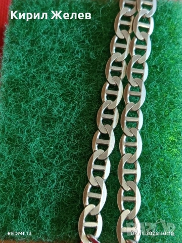 Сребърно колие плетка тип Морашка Корабна верига много красиво елегантно бижу 52804, снимка 5 - Колиета, медальони, синджири - 53016094