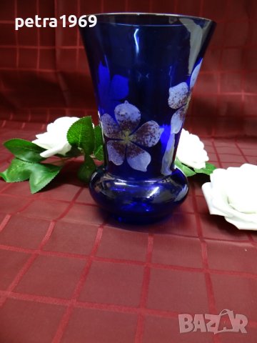 Ваза от синьо стъкло, снимка 6 - Вази - 42187513