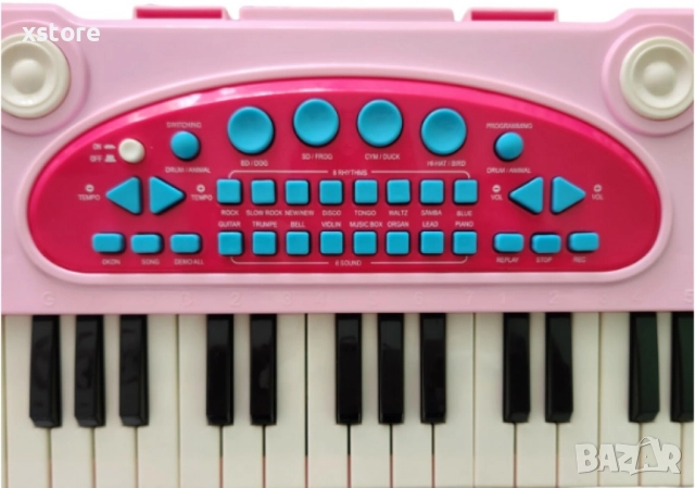 Розово детско пиано с микрофон и 37 клавиша – Забава и музикално развитие за малки музиканти, снимка 3 - Музикални играчки - 52796483