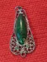 ПОСРЕБРЕН СТАРИНЕН ФИЛИГРАНЕН СТИЛ МАЛАХИТЕН МЕДАЛЬОН 14335, снимка 8