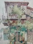 Стар  акварел с паспарту ,смесена техника на Вл.Мански само акварела е с размери 38/45 см., снимка 4