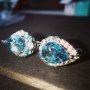 Сребърни 925 Обеци с Родиево покритие и Натурални London Blue Топази и Циркони!!!, снимка 7