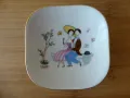 Френска порцеланова чинийка купичка с авторска рисунка, снимка 1