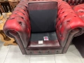 Табуретка, фотьойл и троен диван Chesterfield Oxblood., снимка 5