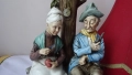 Лампа с фигурка на възрастна двойка, седнала на пейка под дърво. , снимка 10