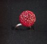 Сребърен пръстен проба 925 / червена топка с кристали "Swarovski" , снимка 6