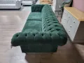 Голям зелен диван от плат Честърфийлд - четворка, снимка 9