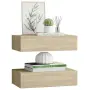 vidaXL Стенни рафтове с чекмеджета, 2 бр, дъб, 40x23,5x10 см, МДФ, снимка 4