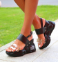 Черни сандали на платформа  код LT2025, снимка 1 - Сандали - 36383952