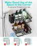 Aomeya Corner Shower Caddy, 4 залепващи рафтове за баня, черни, снимка 3