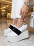 Обувки на платформа - бял текстил - RK120 , снимка 1