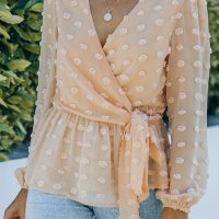 Дамска блуза с дълъг ръкав и принт на точки, снимка 1 - Блузи с дълъг ръкав и пуловери - 40698106
