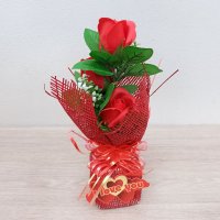 3534 Изкуствен букет рози с надпис I love you, в кутия, снимка 2 - Декорация за дома - 39529443