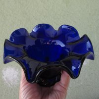 Красива кобалт синя фруктиера, стъкло, снимка 4 - Декорация за дома - 40203776