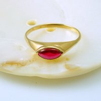 Продаден!Златен пръстен с рубин, форма маркизет 1.82 грама, размер №59, снимка 2 - Пръстени - 41606274