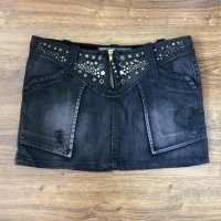Blue Velvet Jeans Къса памучна дънкова пола с камъни, снимка 2 - Поли - 41602565